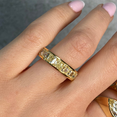 8ct Yellow Cushion Diamond Channel Set Eternity Band