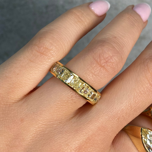 8ct Yellow Cushion Diamond Channel Set Eternity Band