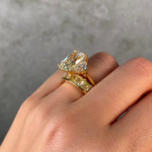 8ct Yellow Cushion Diamond Channel Set Eternity Band