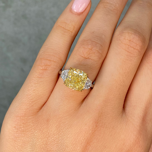 5ct Fancy Light Yellow Cushion Diamond Engagement Ring