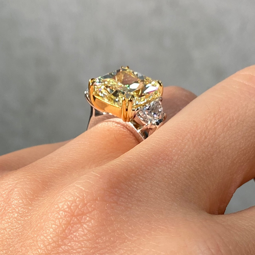 10ct Fancy Light Yellow Cushion Cut Diamond Engagement Ring
