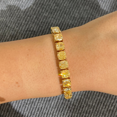 37.34ct Cushion Yellow Diamond Tennis Bracelet