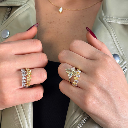 Yellow and White Diamond Statement Ring