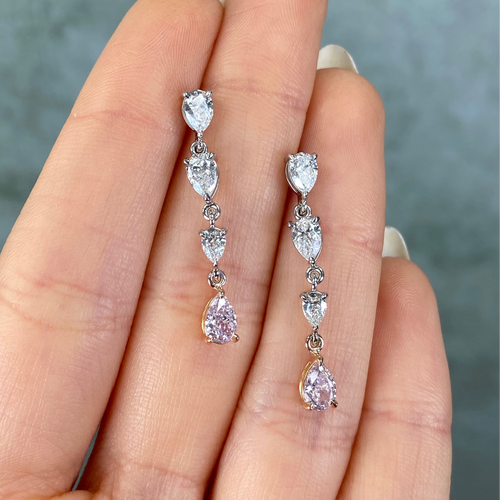 2ct Pink Diamond Drop Earrings