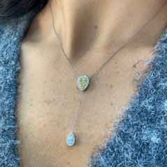 1.5ct Yellow and White Diamond Lariat Necklace