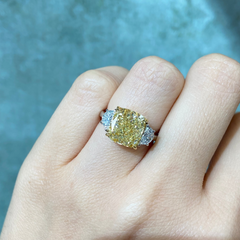 5ct Fancy Light Yellow Cushion Diamond Engagement Ring