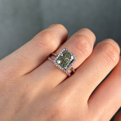 4 Carat Pink Halo Green Diamond Engagement Ring