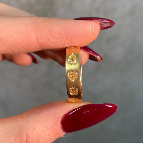 Mixed Shape Yellow Diamond Bezel Eternity Band