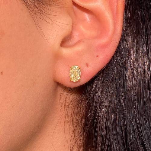 1ct Each Yellow Oval Diamond Studs