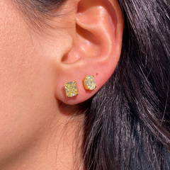 1.5ct Each Elongated Radiant Yellow Diamond Studs