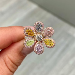 Multicolor Diamond Flower Ring