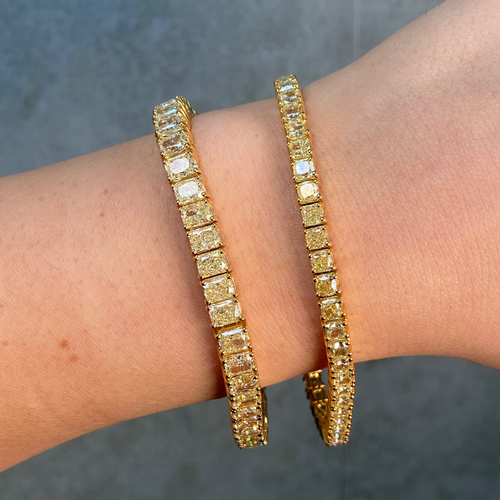 14.5ct Fancy Yellow Cushion Diamond Tennis Bracelet