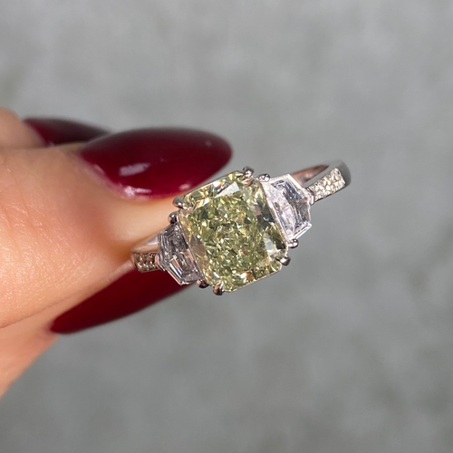 2ct Green Radiant Diamond Engagement Ring