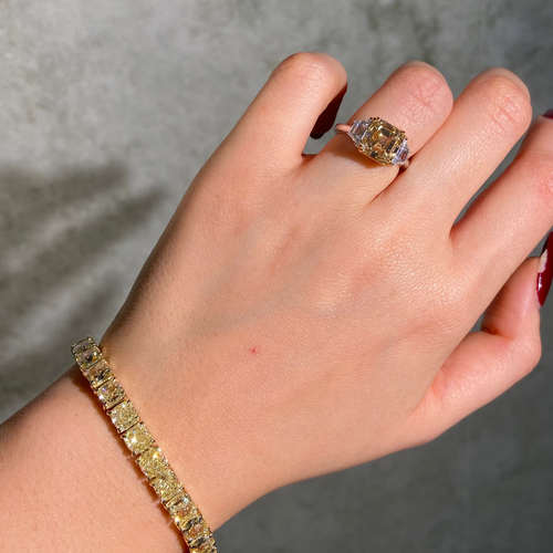 3.6ct Fancy Yellow Square Emerald Diamond Engagement Ring