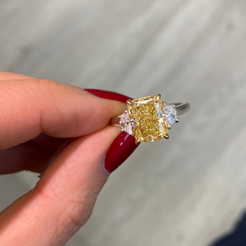 Yellow diamond engagement ring
elongated cushion cut yellow diamond