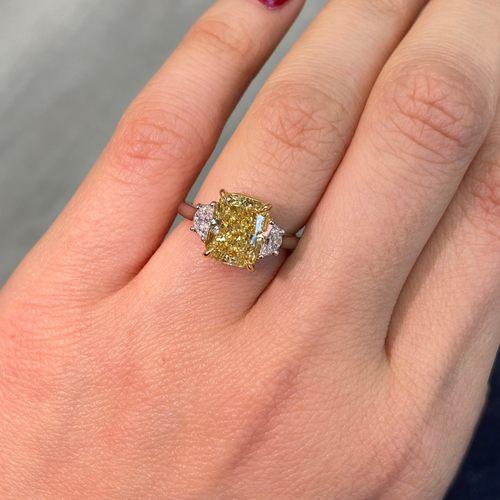 Yellow diamond engagement ring
elongated cushion cut yellow diamond