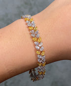 13ct Yellow & White Pear Diamond Double Row Bracelet