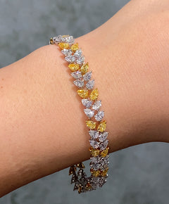 13ct Yellow & White Pear Diamond Double Row Bracelet