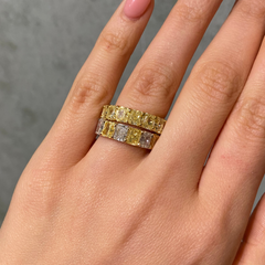 Alternating Radiant Yellow and Colorless Diamond Half Eternity Band