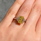 3 Carat Fancy Intense Yellow Elongated Radiant Diamond Engagement Ring
