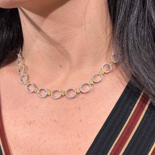 12.8ct Yellow and Colorless Diamond Statement Necklace