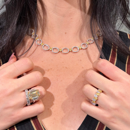 12.8ct Yellow and Colorless Diamond Statement Necklace