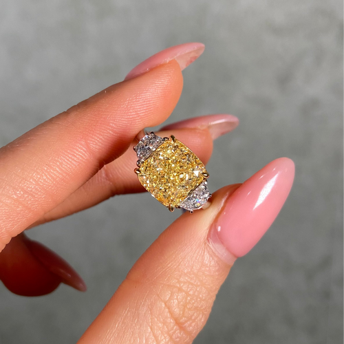 5ct Fancy Light Yellow Cushion Diamond Engagement Ring