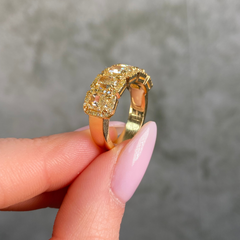 Fancy Light Yellow Golden Halo Half Eternity Band