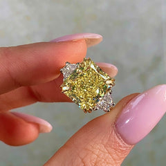 8.16 Carat Intense Yellow Radiant Diamond Engagement Ring