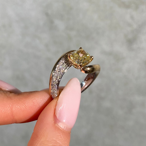 Two Tone Yellow Diamond Unity Engagement Ring