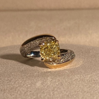 unique yellow diamond two tone twist enagagement ring