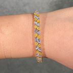 16 Carat Yellow and Colorless Heart Diamond Tennis Bracelet