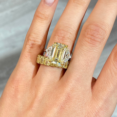 7 Carat Yellow Emerald Cut Diamond Engagement Ring