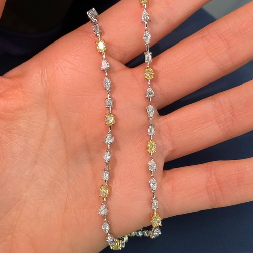 Yellow and White Diamond Mixed Shape Bracelet