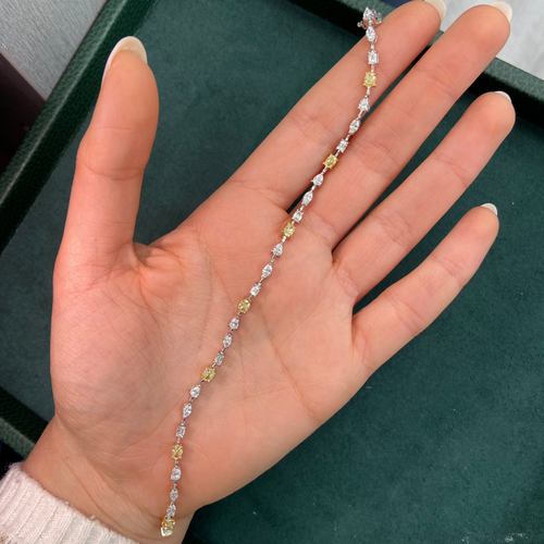 Yellow and White Diamond Mixed Shape Bracelet