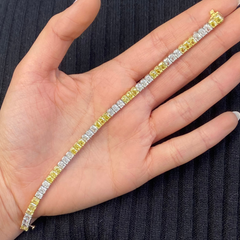 3:3 Yellow and White Diamond Elongated Radiant Cut Diamond Tennis Bracelet