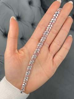 10.5ct Fancy Pink & White Pear Shape Diamond Double Row Bracelet