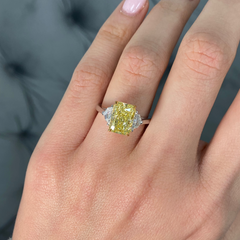 3 Carat Fancy Yellow Elongated Radiant Diamond Engagement Ring