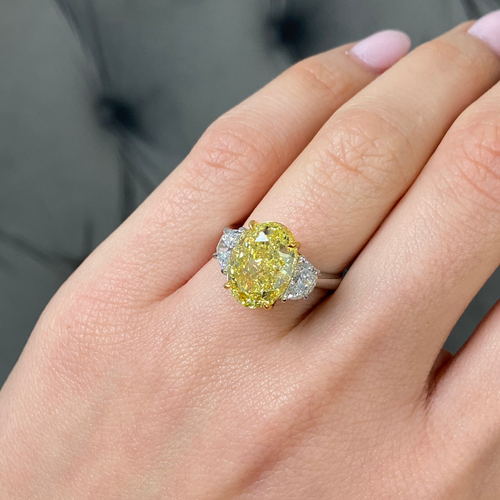 5ct Fancy Intense Yellow Oval Diamond Engagement Ring