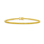 Fancy round shaped intense yellow diamond tennis bracelet, GIA certified with VS clarity.