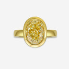 3.65ct Oval Fancy Light Yellow Diamond Bezel Engagement Ring