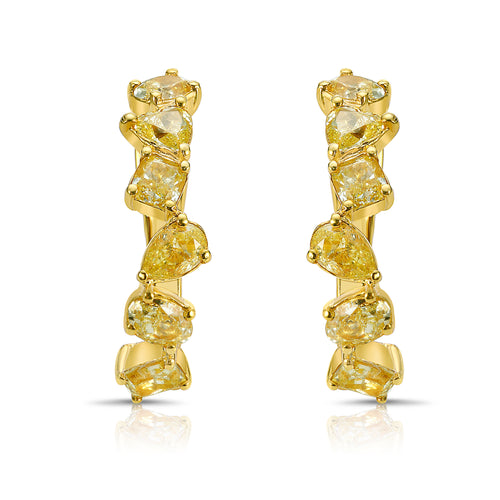 2.55 Carat Total Weight Intense Yellow Diamonds Mixed Shape Diamonds Handmade in NYC