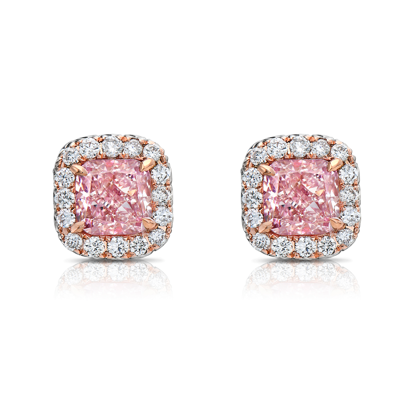 Small pink diamond online earrings