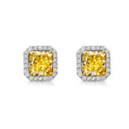Old money yellow diamond earrings. yellow diamond studs. fancy yellow diamonds. fancy yellow diamond studs earrings. yellow diamond halo earrings.