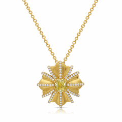 Yellow Diamond Floral Pendant