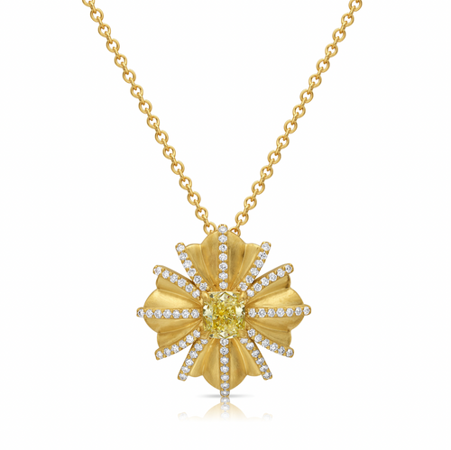 Yellow Diamond Floral Pendant