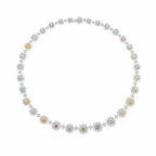 Fine multicolor natural diamond necklace.