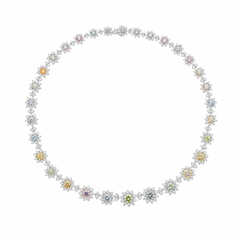 Fine multicolor natural diamond necklace.