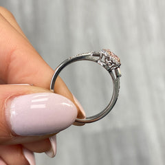 Pink Diamonds. Pink Diamond engagement rings. pink diamond ring. Light pink diamond rings. Long radiant pink diamond ring. Long Radiant. Rare colors pink diamonds. rare colors