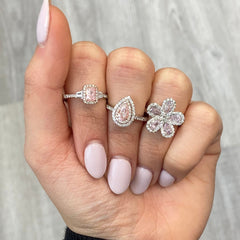 pink diamond ring. pink diamond flower. pink diamond fashion ring. floral diamond jewelry, unique jewelry inspiration